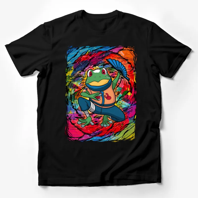 Colorful Cartoon Frog T-Shirt, Cute Amphibian Graphic Tee, Vibrant Artistic Animal Shirt, Fun Casual Wear for All Ages, Unisex Top Male T-Shirt