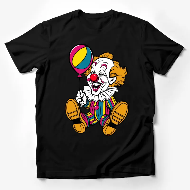 Colorful Clown T-Shirt, Unisex Cotton Tee, Circus Clown with Balloon, Funny Graphic Shirt, Birthday Party Outfit, Casual Top Gift Male T-Shirt