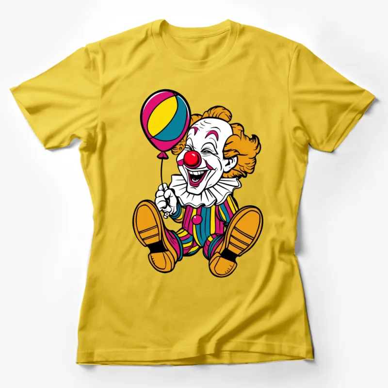 Colorful Clown T-Shirt, Unisex Cotton Tee, Circus Clown with Balloon, Funny Graphic Shirt, Birthday Party Outfit, Casual Top Gift Female T-Shirt