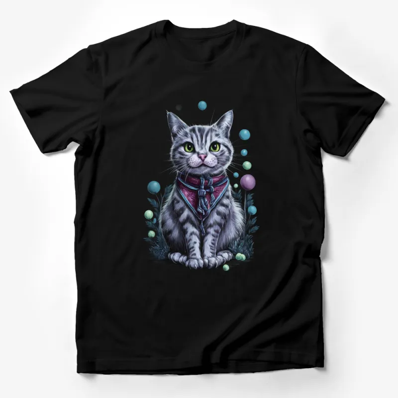 Whimsical Cat T-Shirt, Cute Feline Graphic Tee, Animal Lover Shirt, Unisex Cat Illustration Top, Pet Owner Gift, Casual Wear, Unique Kitten Design Male T-Shirt