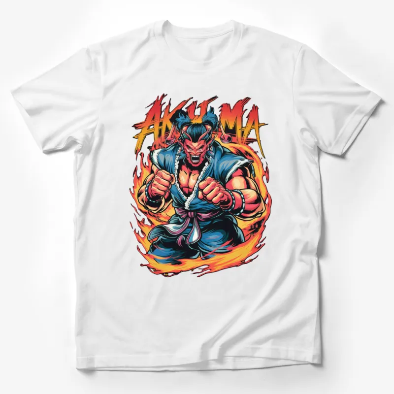 Akuma Street Fighter Fiery Aura Graphic Tee - Gaming Fan Art T-Shirt for Enthusiasts Male T-Shirt