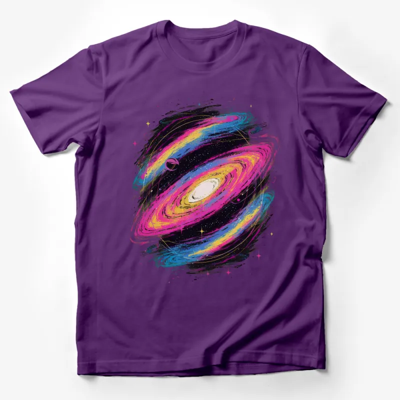 Galaxy Print T-Shirt, Colorful Space Graphic Tee, Unisex Cosmic Art Top, Stargazer Gift, Vibrant Planetary Design Shirt Male T-Shirt