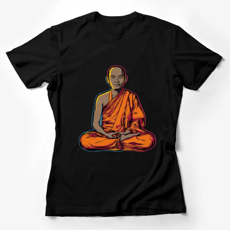 Meditation Monk Graphic Tee, Spiritual Yoga Practitioner T-Shirt, Mindfulness Zen Art Shirt Female T-Shirt