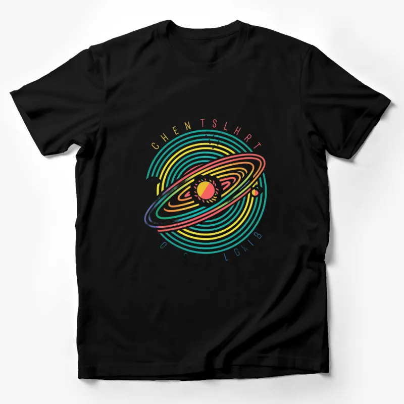 Colorful Abstract Solar System Design Unisex T-Shirt, Perfect for Space Lovers Male T-Shirt