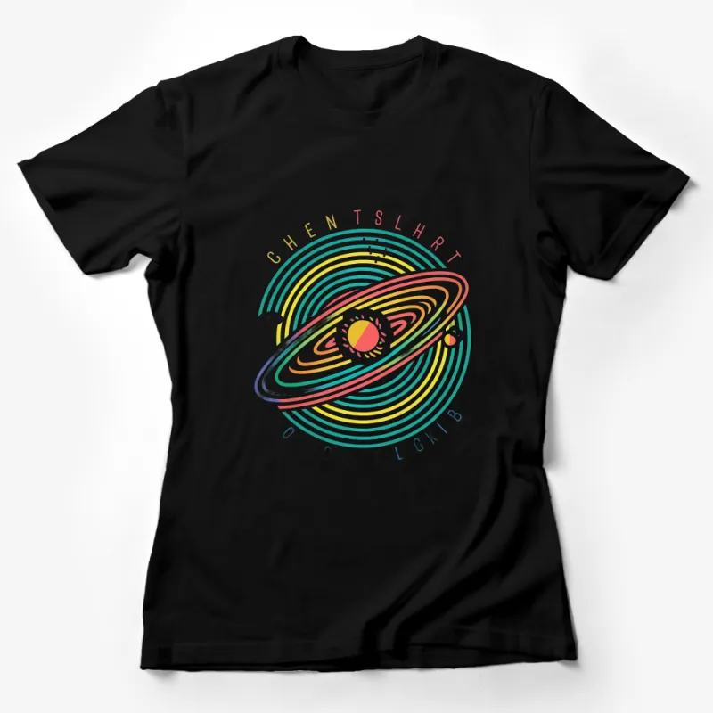 Colorful Abstract Solar System Design Unisex T-Shirt, Perfect for Space Lovers Female T-Shirt