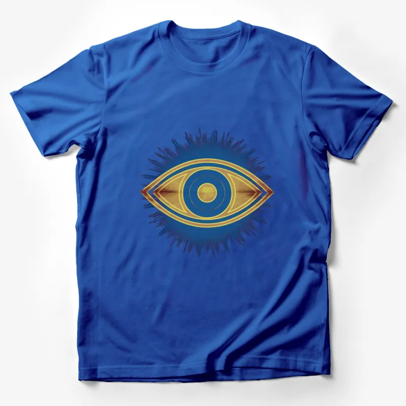 Electric Blue and Gold Eye Design, Artistic Abstract Modern Art T-Shirt Male T-Shirt