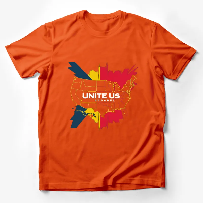 Patriotic Eagle Silhouette over US Map T-Shirt, Unite US Slogan Tee Male T-Shirt