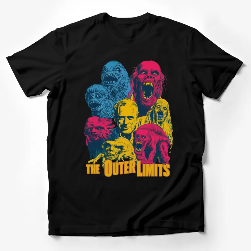 Vintage Sci-Fi Horror Graphic Tee - Retro Outer Limits Monster Collage T-Shirt Male T-Shirt