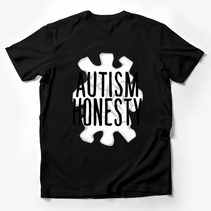 Autism Awareness T-Shirt with Puzzle Piece - Honesty and Support Graphic Tee Male T-Shirt