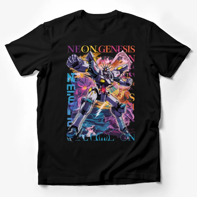 Neon Genesis Evangelion Anime Mecha Robot Colorful Graphic Tee for Fans Male T-Shirt