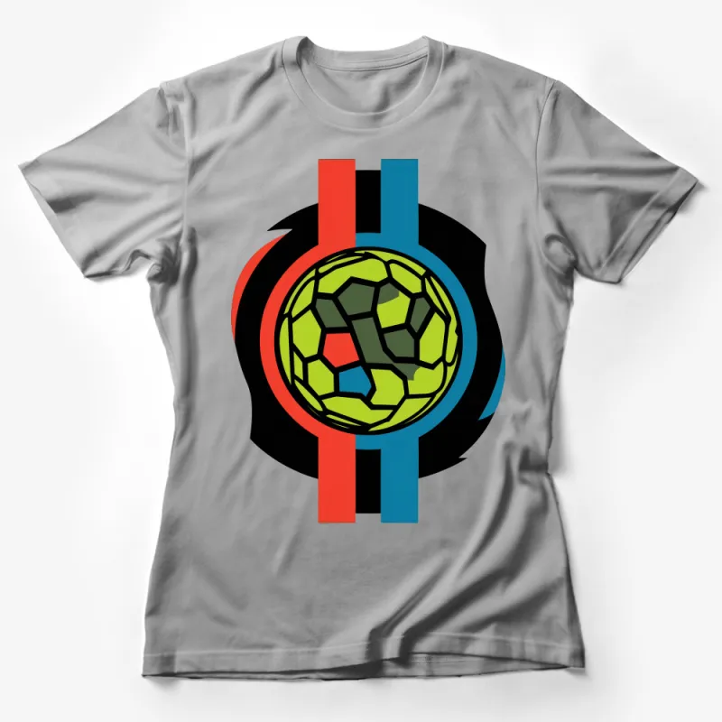 Abstract Soccer Ball Graphic T-Shirt, Colorful Football Art Tee, Unique Sports Enthusiast Gift Idea Female T-Shirt