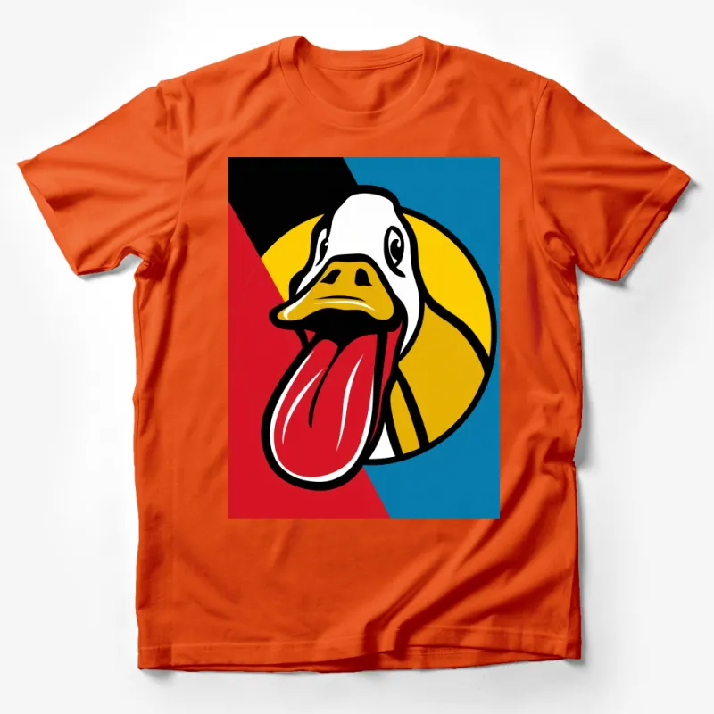 Colorful Pop Art Duck Graphic Tee, Unisex Bold Animal Illustration T-Shirt Male T-Shirt