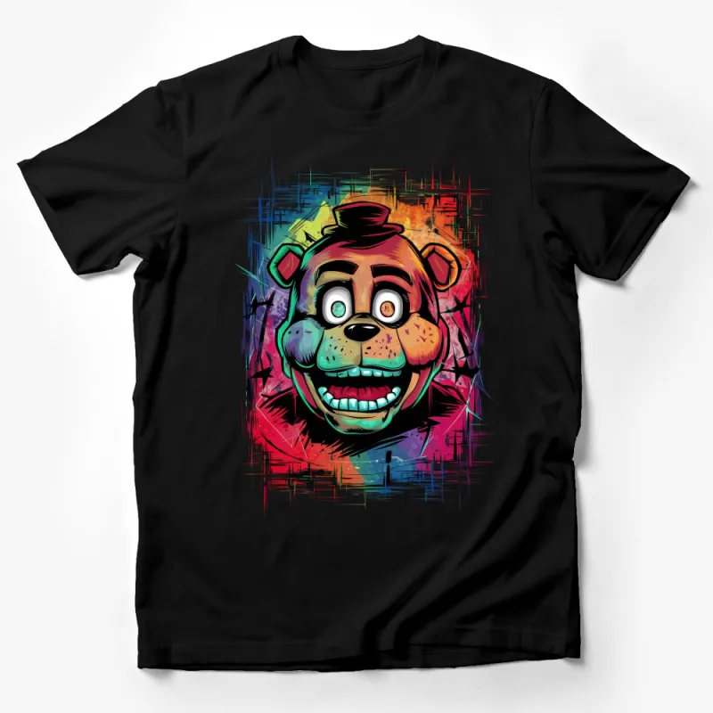 Colorful Graffiti Art Style Freddy Fazbear T-Shirt for Gamers and Fans Male T-Shirt