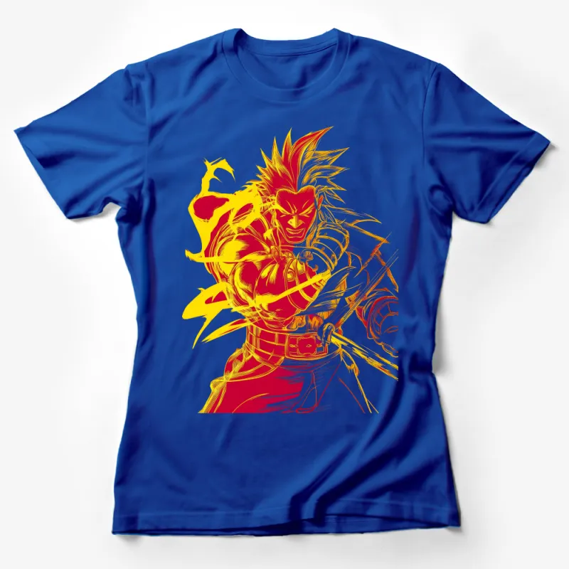 Vibrant Warrior Graphic Tee, Bold Anime-Inspired Design, Unisex T-Shirt for Casual Wear Female T-Shirt