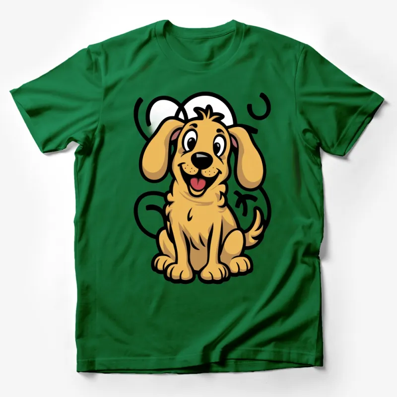 Adorable Cartoon Puppy T-Shirt for Dog Lovers, Cute Pet Illustration Tee Male T-Shirt