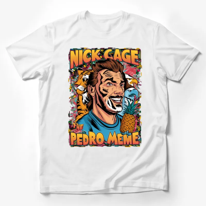 Nick Cage Inspired Graphic Tee, Colorful Pop Art T-Shirt, The Pedro Meme, Wild Animal Illustration, Unique Men's Fashion Top Male T-Shirt