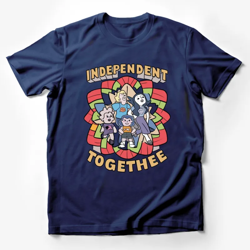 Independent Together Cartoon Graphic Tee, Unisex T-Shirt, Colorful Design Shirt, Bold Statement Casual Wear, Artistic Top for All Ages Male T-Shirt