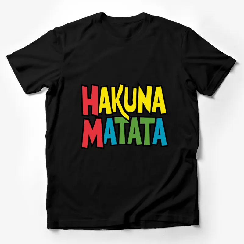 Colorful Hakuna Matata Quote T-Shirt, Inspirational Graphic Tee, Unisex Casual Shirt, Movie Phrase Top, Gift for Fans Male T-Shirt