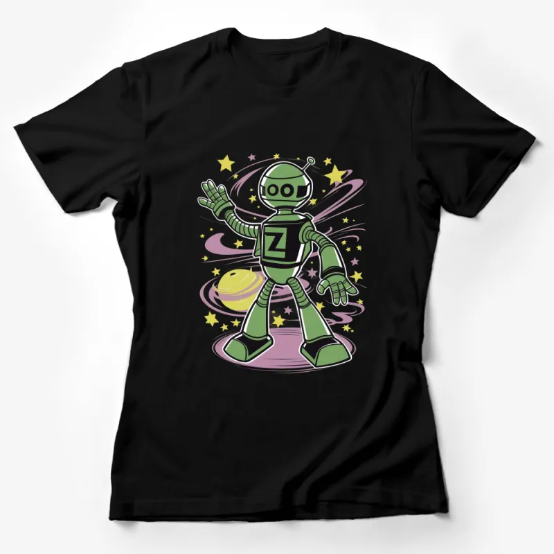 Kids Space Robot T-Shirt, Cute Cartoon Astronaut Tee, Boys and Girls Sci-Fi Shirt, Unique Children's Outer Space Apparel, Gift Female T-Shirt