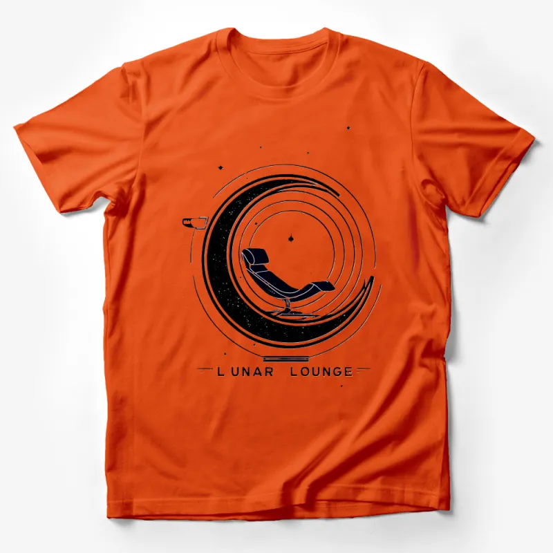 Lunar Lounge T-Shirt, Space Theme Graphic Tee, Unisex Black and White Shirt, Modern Cosmic Apparel, Casual Astronaut Relaxation Design Male T-Shirt