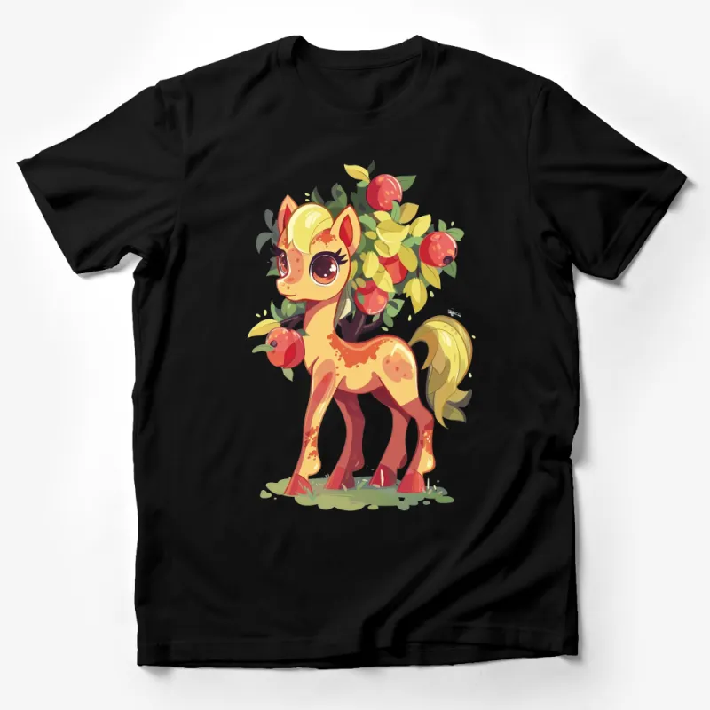 Apple Orchard Pony T-Shirt, Cute Fruit Tree Horse Tee, Artistic Animal Lover Gift, Unique Fantasy Equine Apparel Male T-Shirt