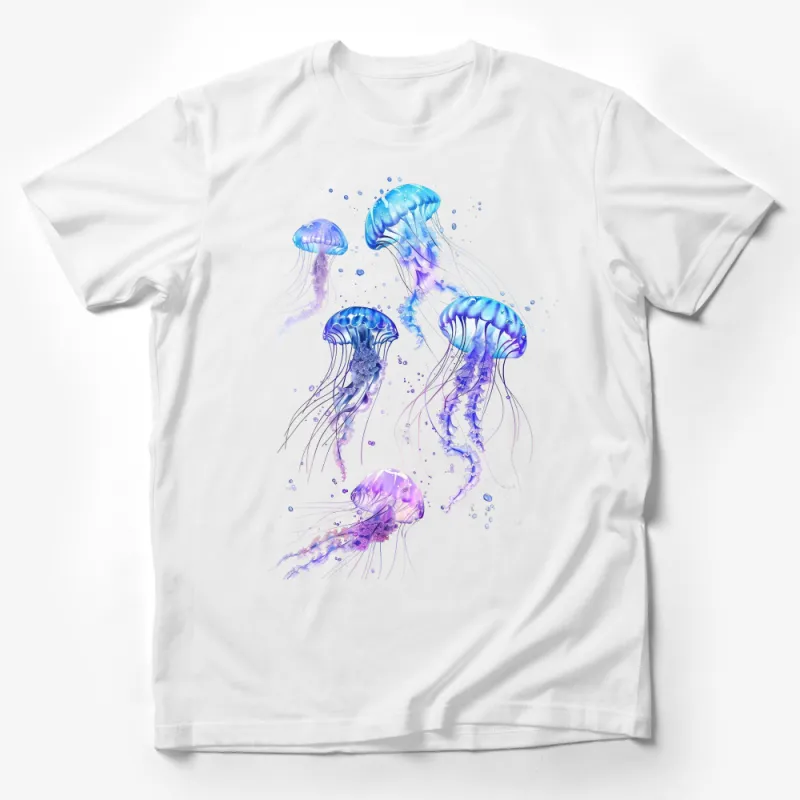 Ocean-Inspired Jellyfish T-Shirt, Watercolor Sea Creature Tee, Unisex Marine Life Apparel, Artistic Aquatic Design Top, Gift for Sea Lovers Male T-Shirt