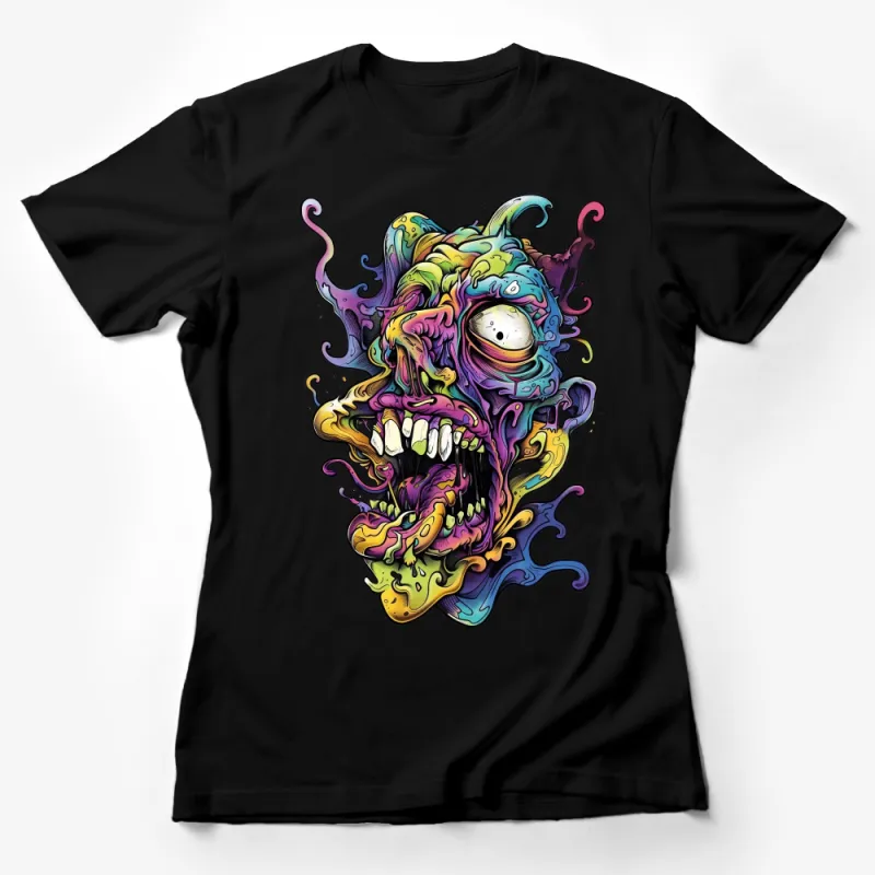 Psychedelic Monster Graphic Tee, Colorful Creature T-Shirt, Vibrant Artistic Design, Urban Streetwear, Cool Unisex Apparel Female T-Shirt