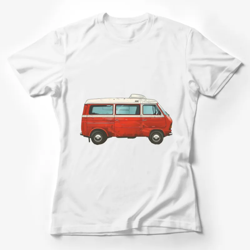 Vintage Camper Van T-Shirt, Classic Road Trip Van Graphic Tee, Retro Travel Vehicle Shirt, Unisex Adult Clothing Female T-Shirt