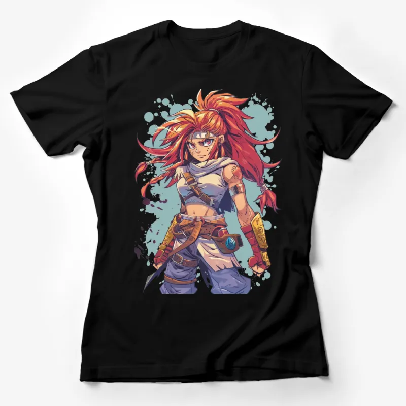 Anime Warrior Girl T-Shirt, Colorful Manga Art Tee, Graphic Otaku Streetwear, Unisex Casual Fashion, Unique Anime Lover Gift Female T-Shirt