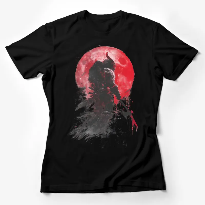 Samurai Warrior T-Shirt, Japanese Ronin Shirt, Red Sun Graphic Tee, Asian Art Inspired Clothing, Unisex Adult Apparel Female T-Shirt