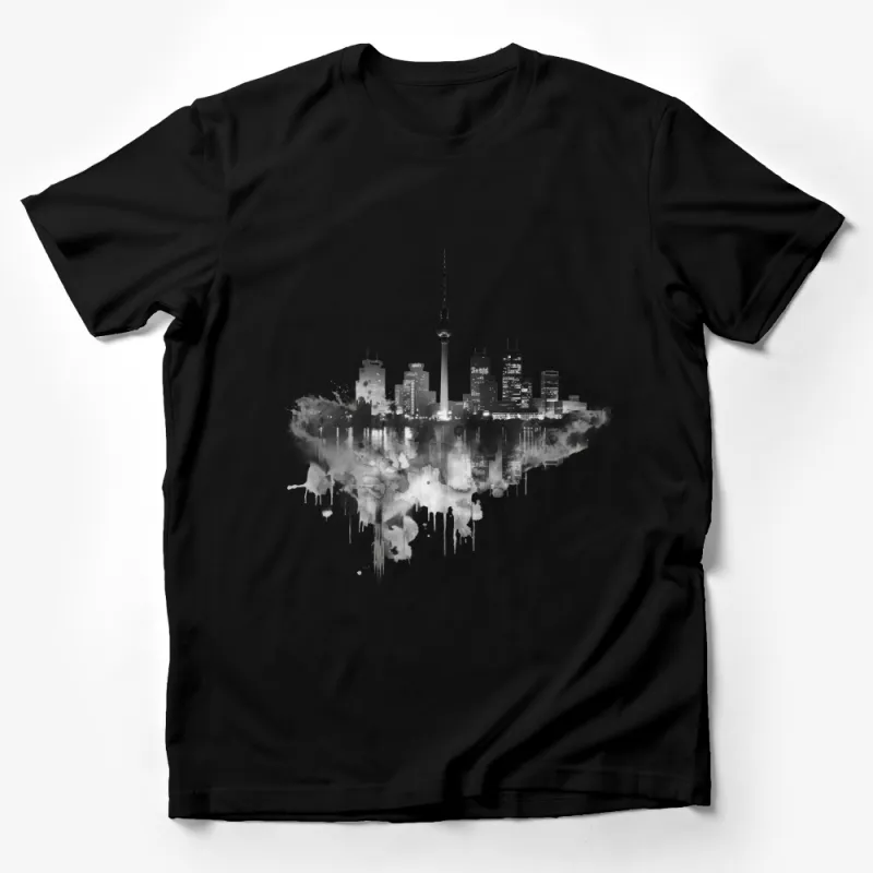 Urban Skyline T-Shirt, Abstract Cityscape Tee, Artistic Black and White Top, Unique City Horizon Unisex Shirt, Casual Wear Male T-Shirt