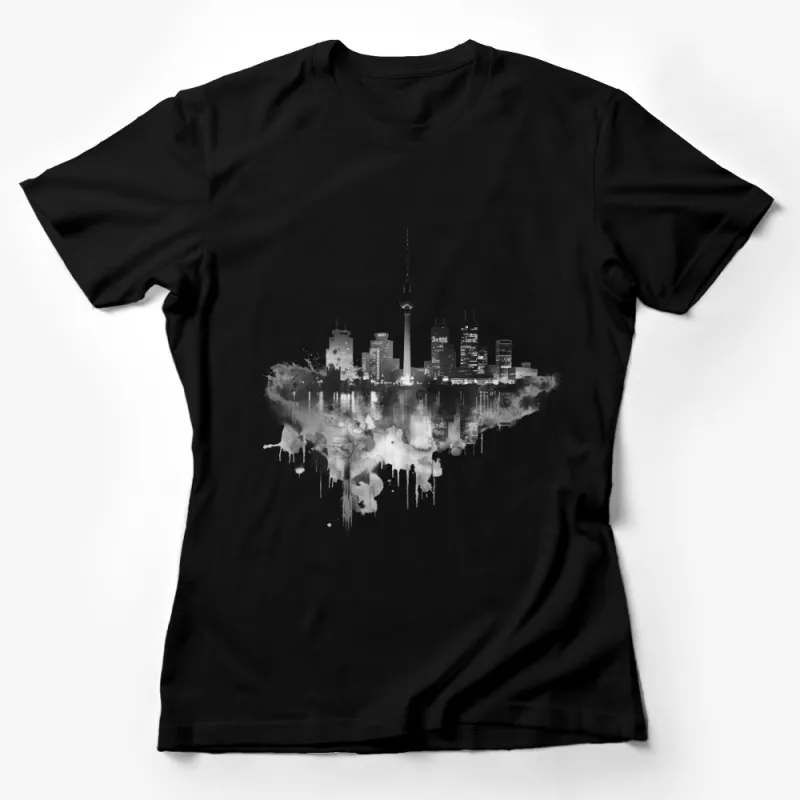 Urban Skyline T-Shirt, Abstract Cityscape Tee, Artistic Black and White Top, Unique City Horizon Unisex Shirt, Casual Wear Female T-Shirt