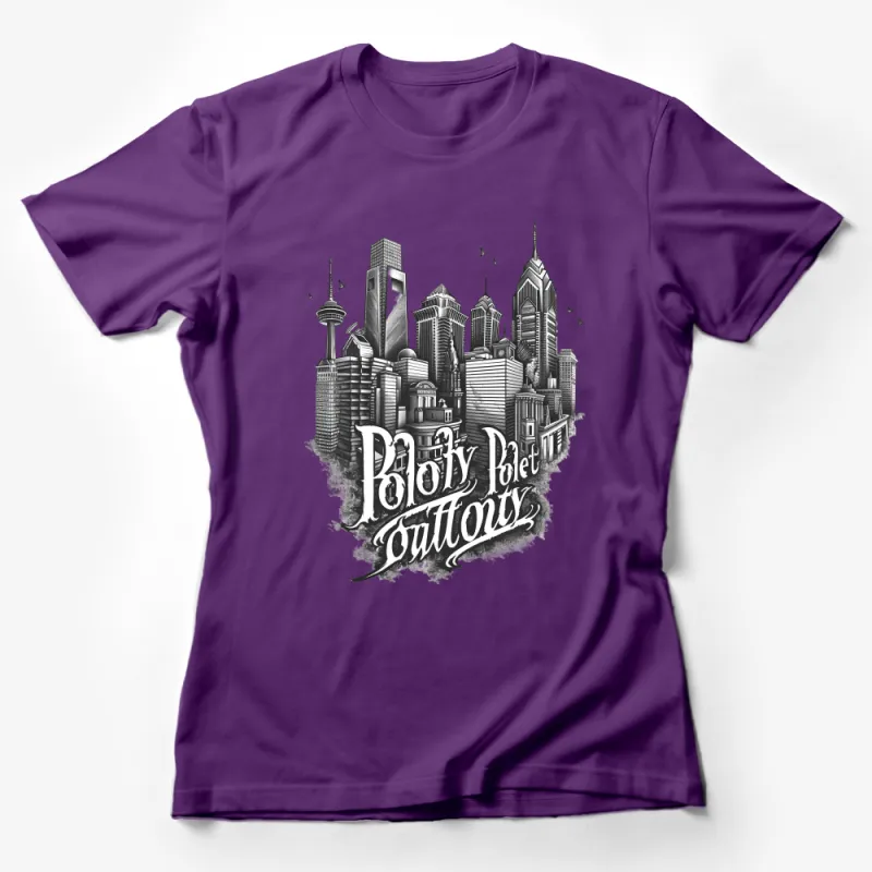 Urban Skyline Graphic Tee, Monochrome Cityscape T-Shirt, Stylish Unisex Streetwear Top Female T-Shirt