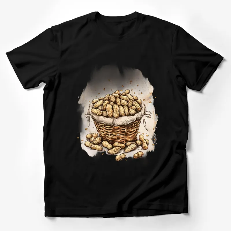 Peanut Basket Illustration T-Shirt, Vintage Style Peanut Lover Tee, Unisex Graphic Nut Shirt, Foodie Gift Male T-Shirt