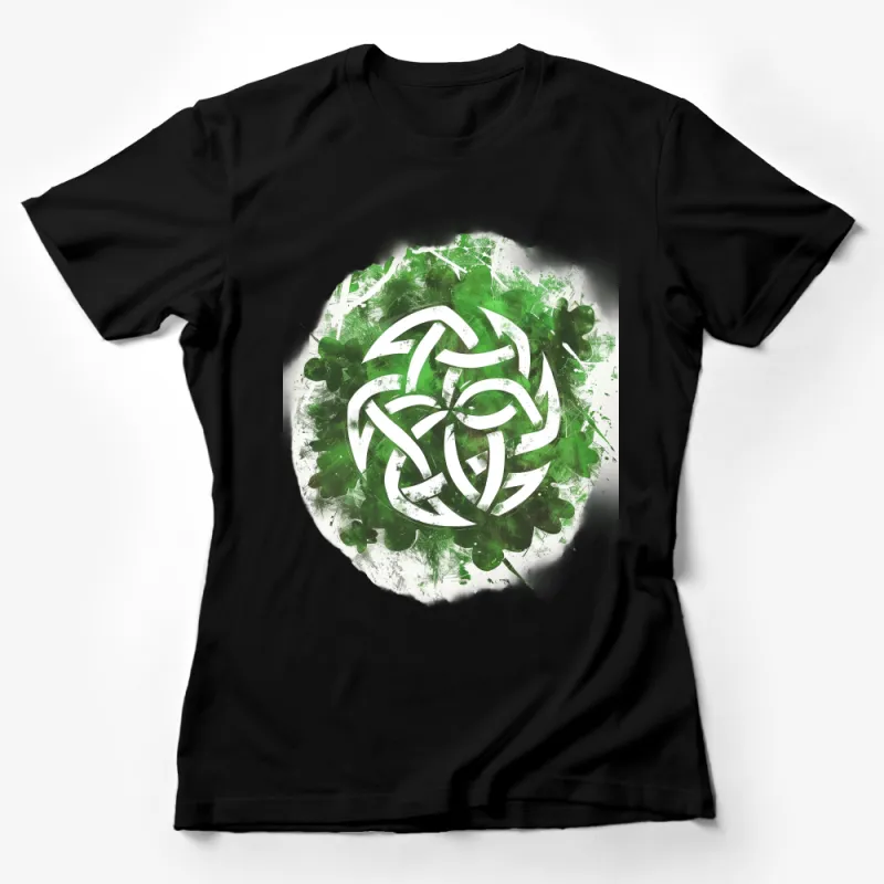 Green Celtic Knot Art T-Shirt, Unisex Irish Symbol Tee, St. Patrick's Day Casual Wear, Spiritual Graphic Shirt, Unique Gift Idea Female T-Shirt