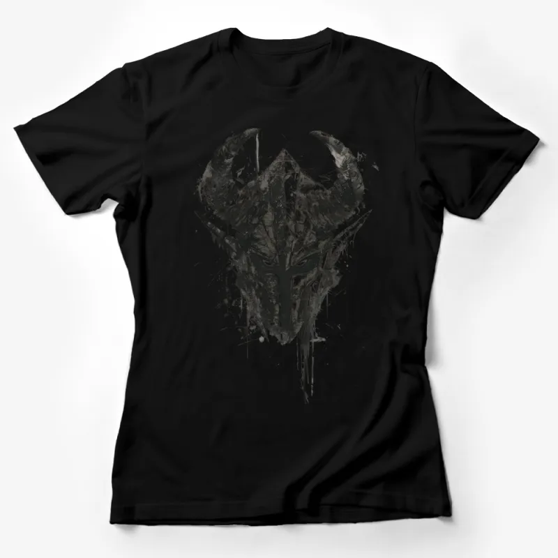 Men's Graphic T-Shirt, Dark Fantasy Warrior Print, Cool Gothic Knight Tee, Unique Abstract Helmet Design, Casual Street Style, Urban Fashion Top Female T-Shirt