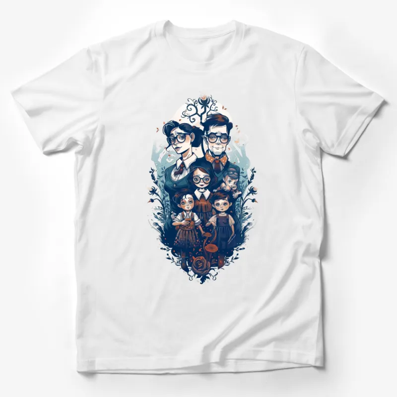 Vintage Inspired Family Portrait T-Shirt, Quirky Illustration Tee, Unique Artistic Graphic Shirt Male T-Shirt