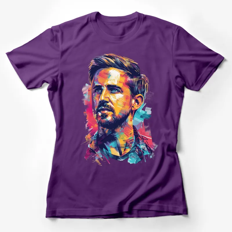 Colorful Abstract Portrait Men's T-Shirt, Artistic Face Graphic Tee, Urban Style Streetwear, Unique Design Casual Shirt Female T-Shirt