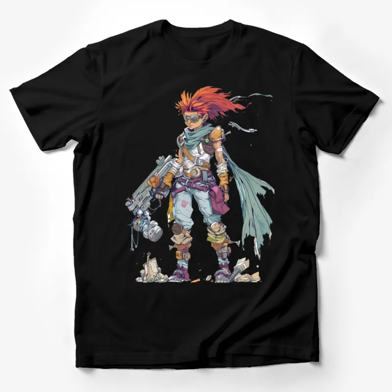 Unisex Cyberpunk Character T-Shirt, Futuristic Warrior Design Tee, Sci-Fi Fashion, Unique Graphic Shirt, Cool Gift Idea, All Sizes Male T-Shirt