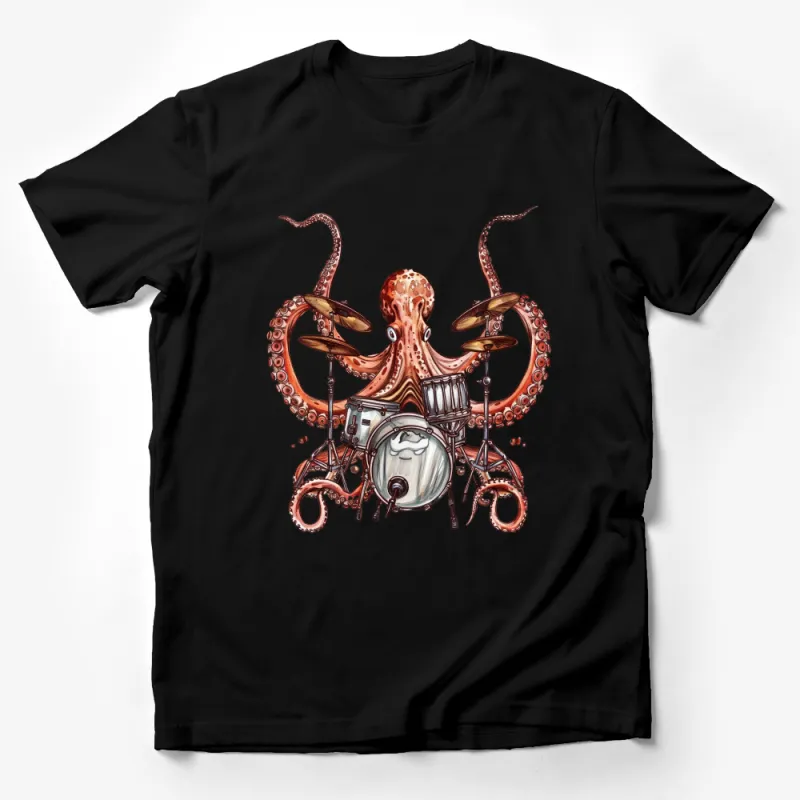 Octopus Drummer T-Shirt, Unique Drumming Sea Creature Tee, Musician Gift, Unisex Graphic Shirt, Ocean-Inspired Band Apparel Male T-Shirt