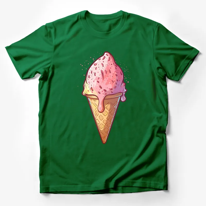 Women's Fashion Tee with Colorful Ice Cream Cone Print, Summer Casual Cotton T-Shirt, Fun Dessert Graphic Top, Gift for Her Male T-Shirt