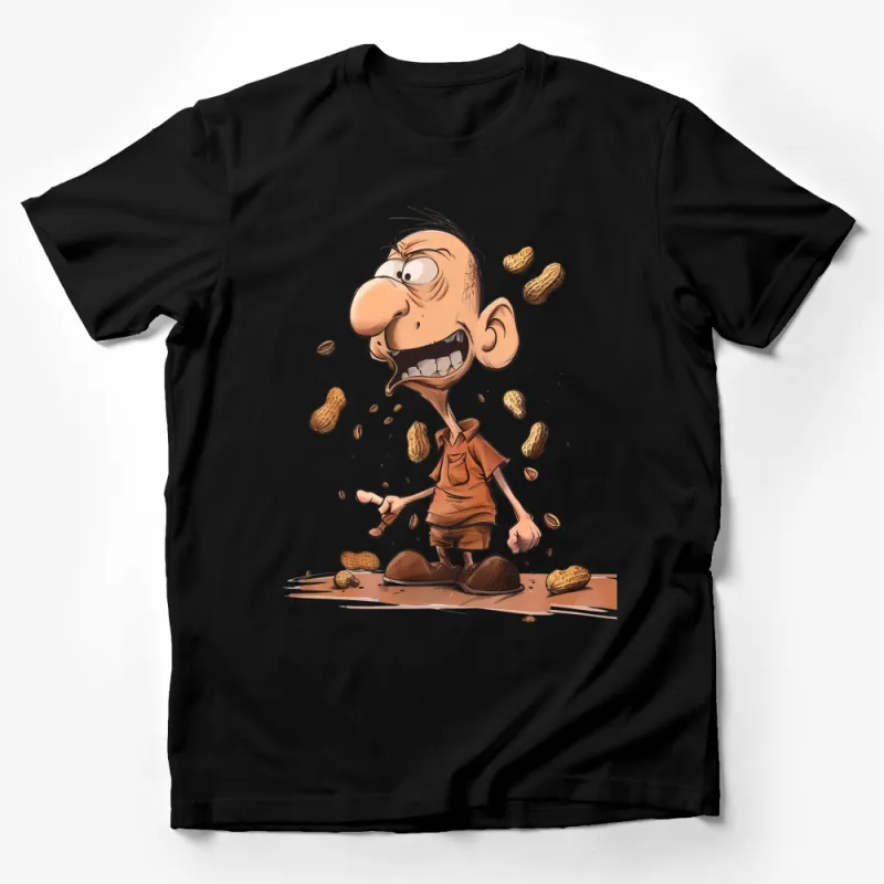 Funny Peanut Lover T-Shirt, Cartoon Character with Peanuts, Casual Unisex Tee, Gift for Nut Fans, Humor Graphic Shirt, All Sizes Available Male T-Shirt