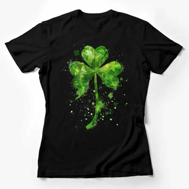 St. Patrick's Day Shirt, Green Watercolor Clover Tee, Unisex Lucky Shamrock T-Shirt, Casual Irish Celebration Apparel, Gift Female T-Shirt