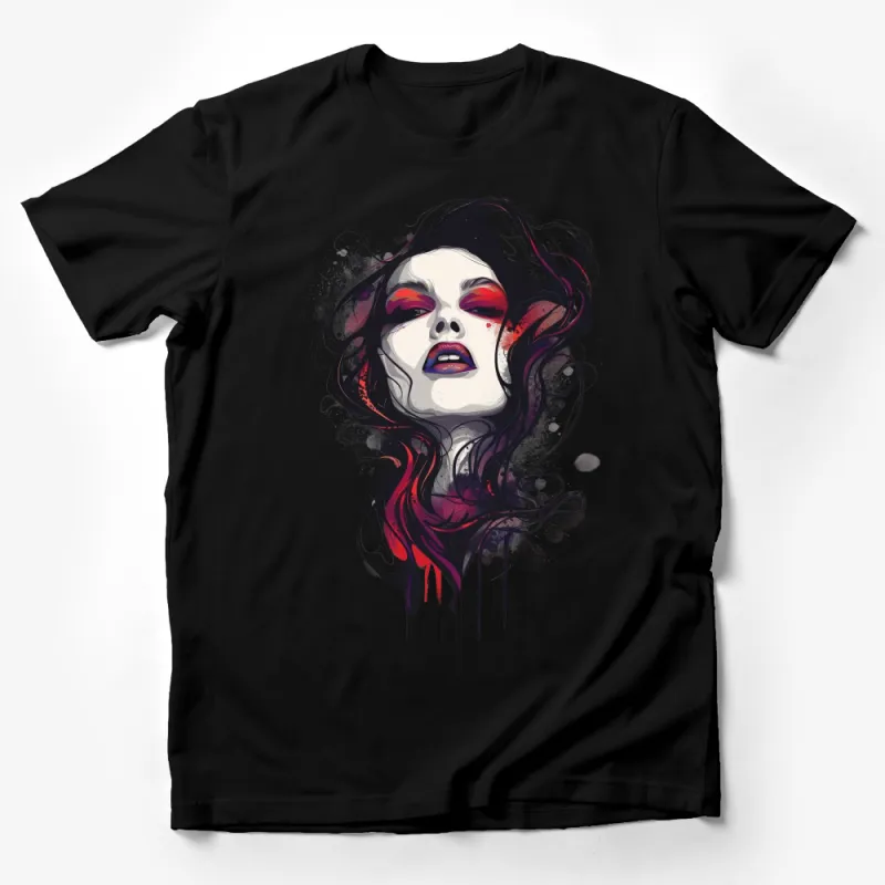 Abstract Woman Art T-shirt, Fashionable Female Portrait Tee, Colorful Urban Style Shirt, Unique Graphic Design Top, Casual Wear Male T-Shirt