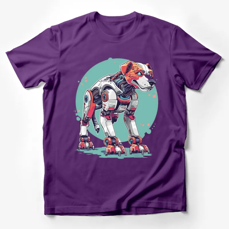 Cyberpunk Robotic Dog T-Shirt, Tech Animal Illustration Shirt, Futuristic Pet Lover Tee, Cool Geek Gift Idea, Unisex Apparel Male T-Shirt