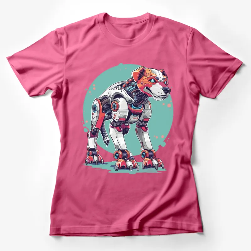 Cyberpunk Robotic Dog T-Shirt, Tech Animal Illustration Shirt, Futuristic Pet Lover Tee, Cool Geek Gift Idea, Unisex Apparel Female T-Shirt