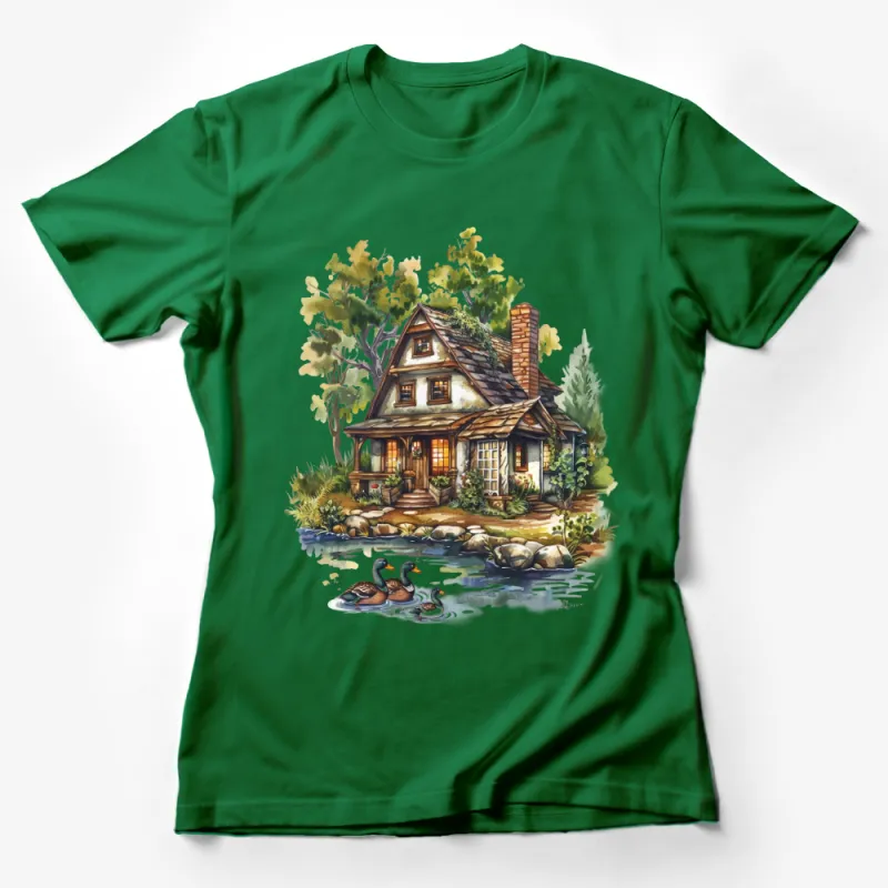 Cozy Cottage Graphic T-Shirt, Rustic House Art, Nature Inspired Tee, Men Women Casual Wear, Gift for Homebody, Outdoor Lover Apparel Female T-Shirt