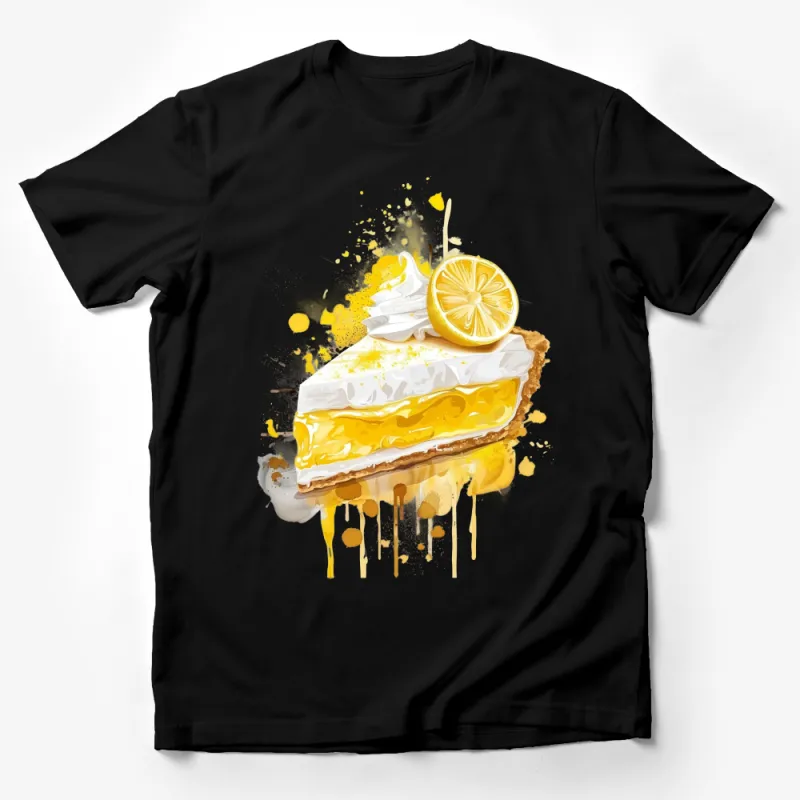 Lemon Meringue Pie T-Shirt, Bright Yellow Dessert Gourmet Tee, Citrus Cake Illustration, Summer Refreshing Fashion Top, Foodie Gift Idea Male T-Shirt