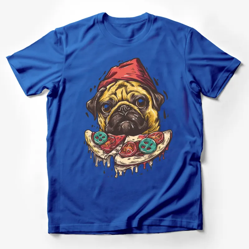 Funny Pug Dog Pizza Lover T-Shirt, Hipster Pug in Beanie, Cute Pug Graphic Tee, Unisex Dog Lover Gift Shirt Male T-Shirt