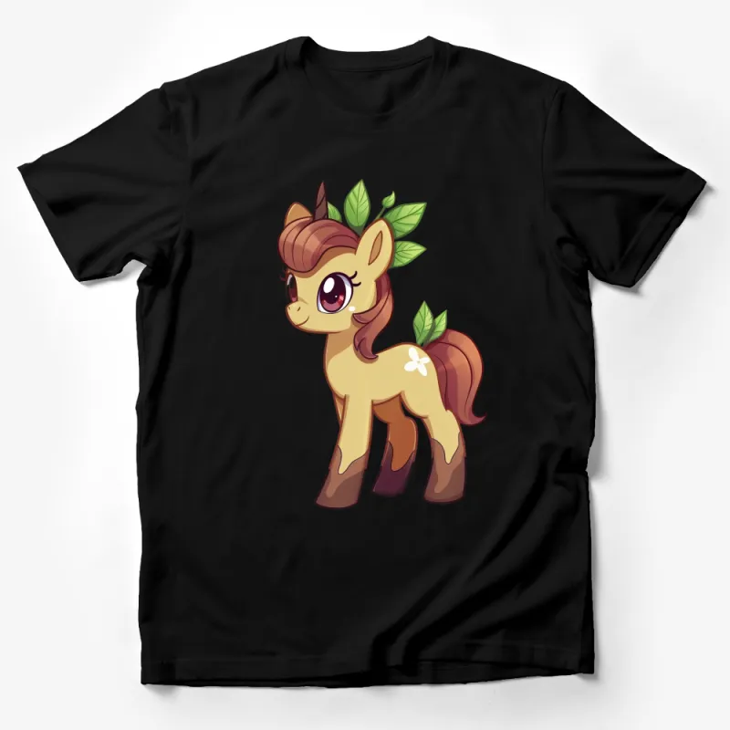 Cute Cartoon Pony T-Shirt, Whimsical Earth Pony Tee, Nature Inspired Kids Shirt, Adorable Animal Character Top Male T-Shirt